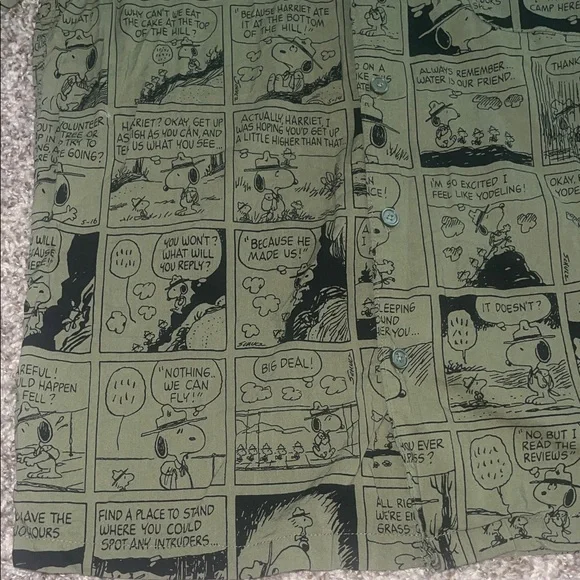 Peanuts Olive Comic Print Men's Shirt size small beagle scout - Picture 4 of 13